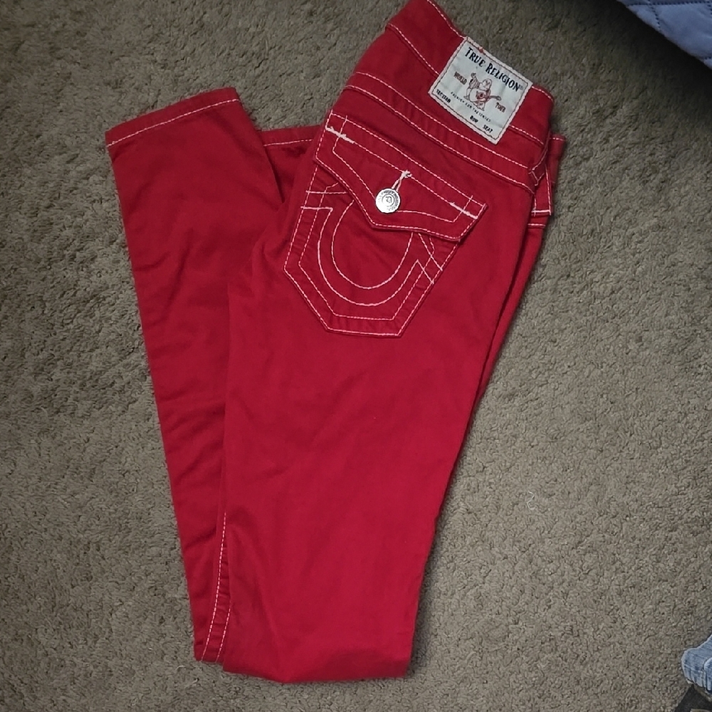 True Religion Red Skinny Jeans